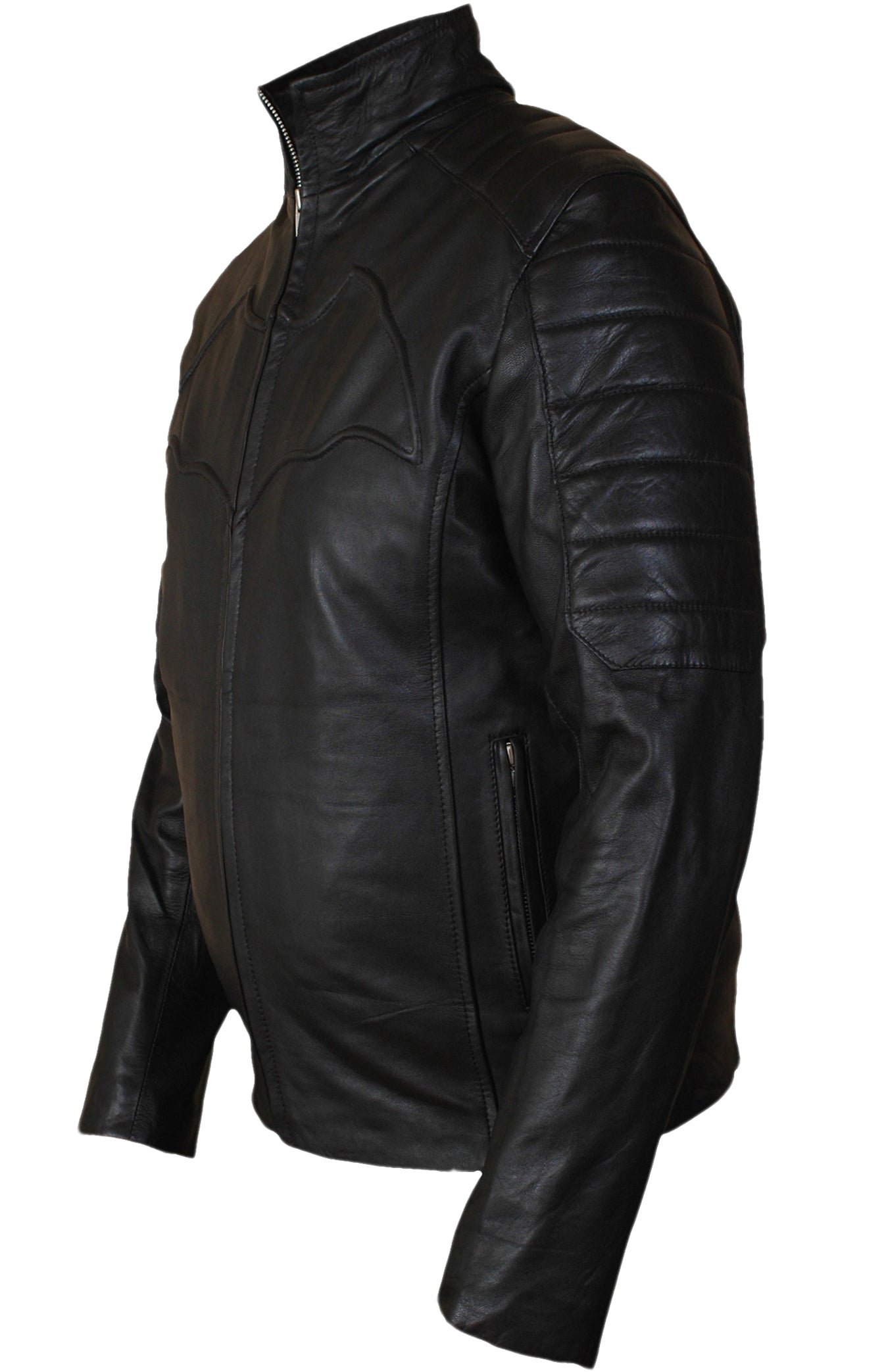 Batman Begins Black Leather Jacket Christian Bale Inspired Superhero Replica - Image 2