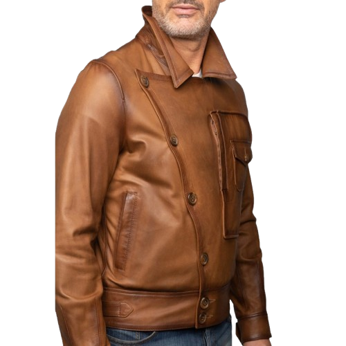 Men’s Brown Leather Aviator Jacket Classic Pilot Flight Jacket - Image 2