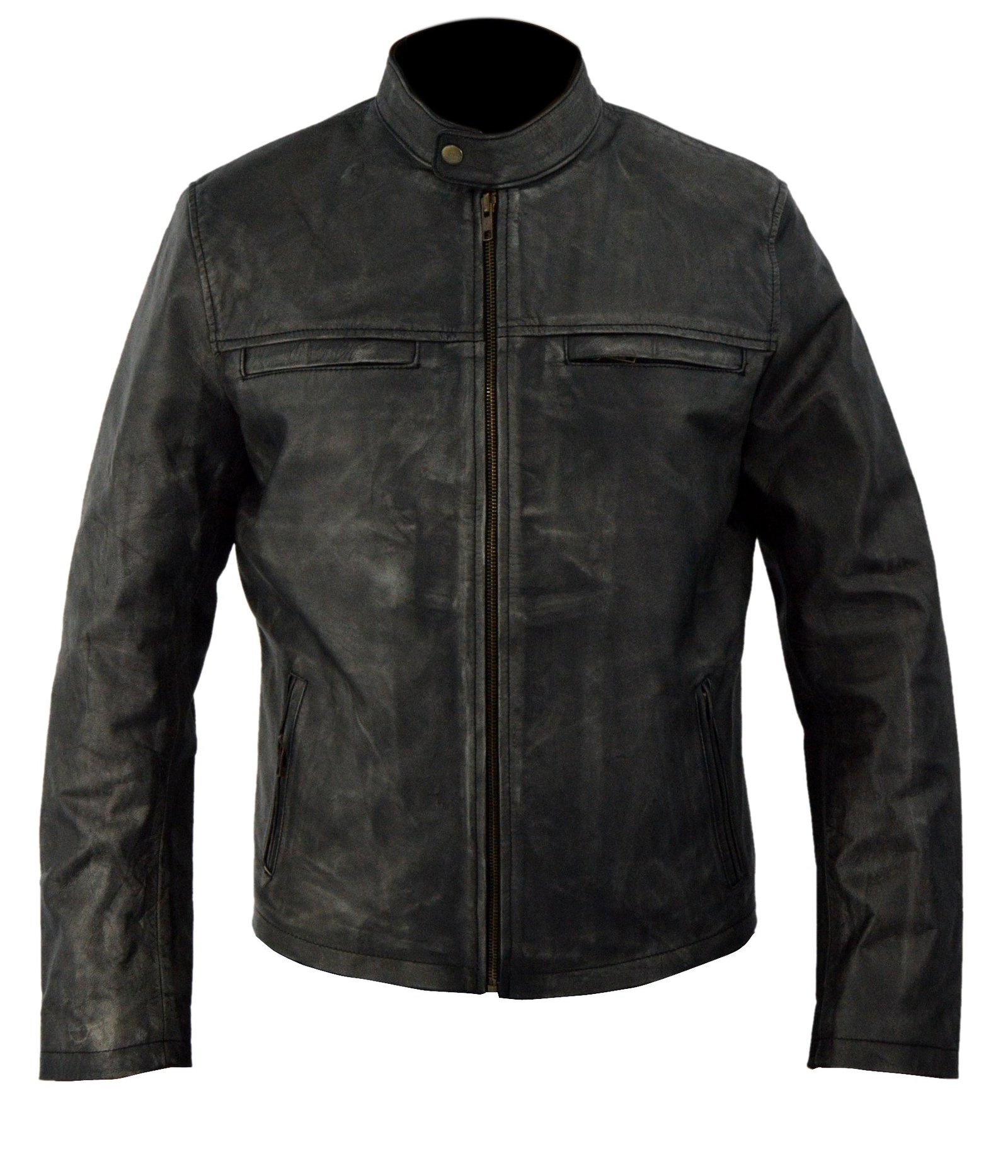 Men’s Distressed Black Leather Jacket