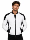 Men’s Two-Tone Quilted Leather Jacket Slim Fit Fashion Biker Bomber Jacket