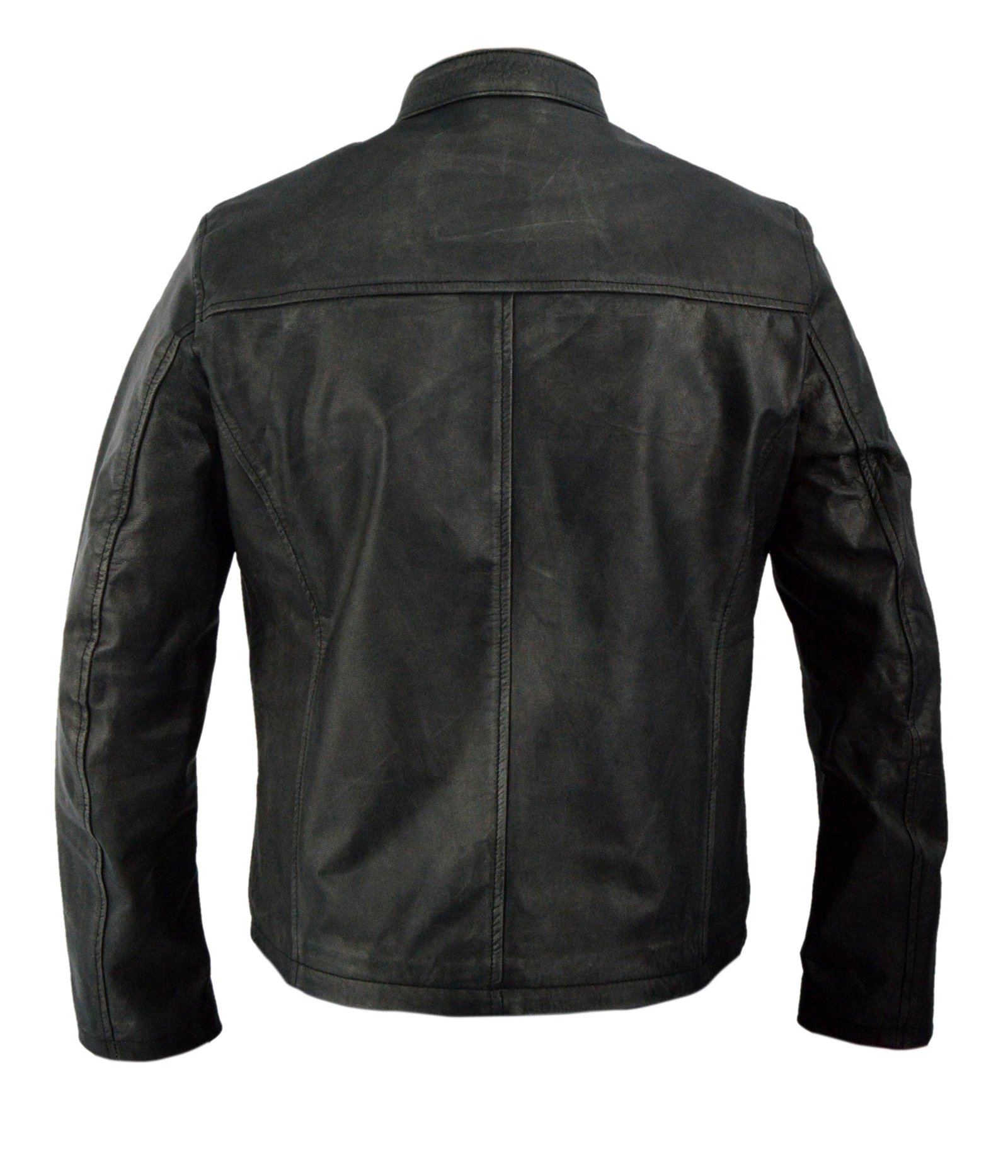 Men’s Distressed Black Leather Jacket - Image 4
