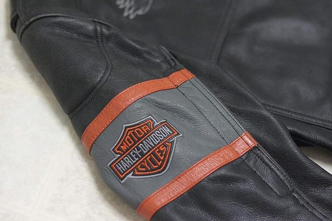 Harley-Davidson Leather Maker H-D Screaming Bald Eagle Rider Vintage Biker Black Jacket - Image 4