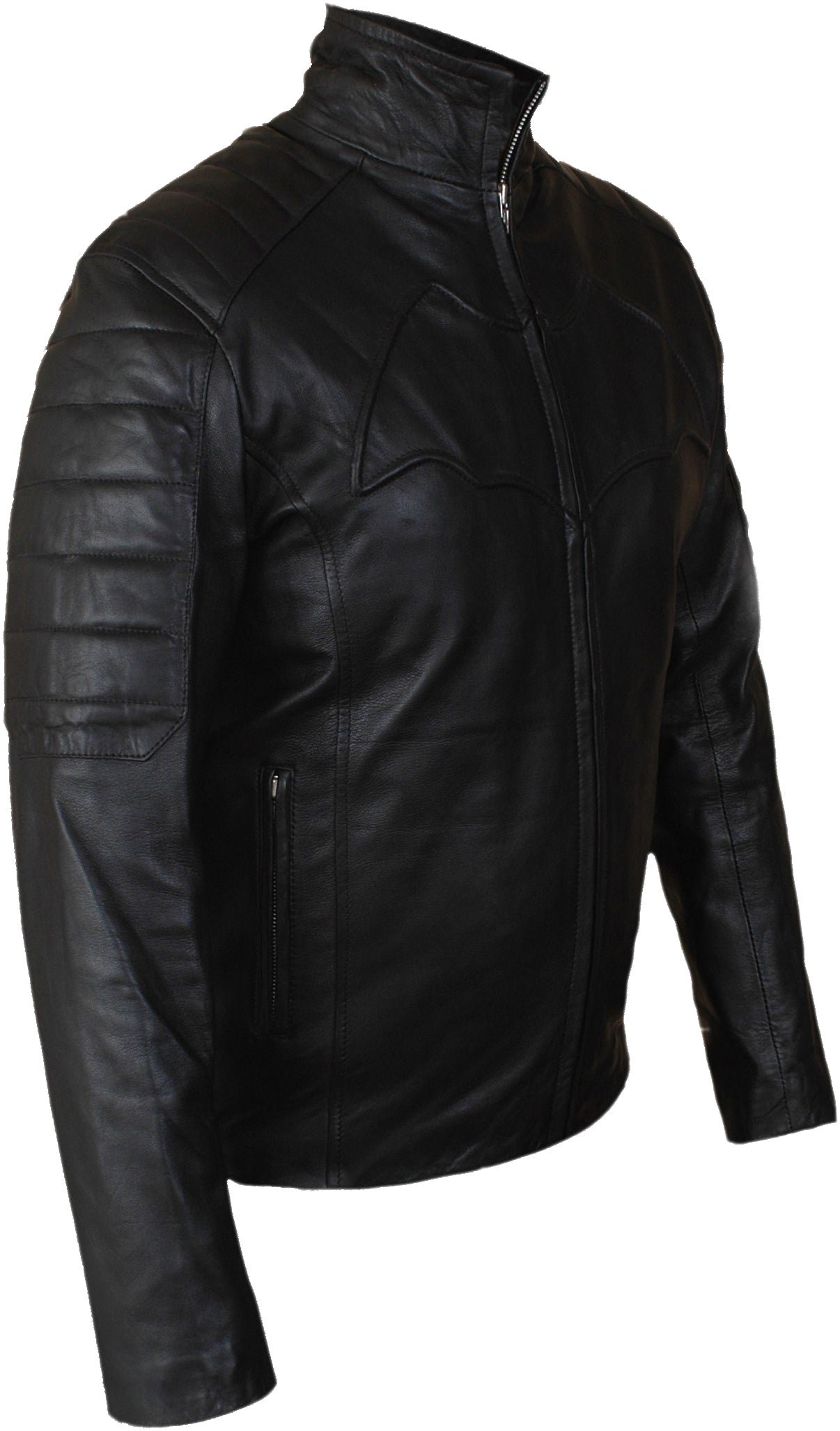 Batman Begins Black Leather Jacket Christian Bale Inspired Superhero Replica - Image 3