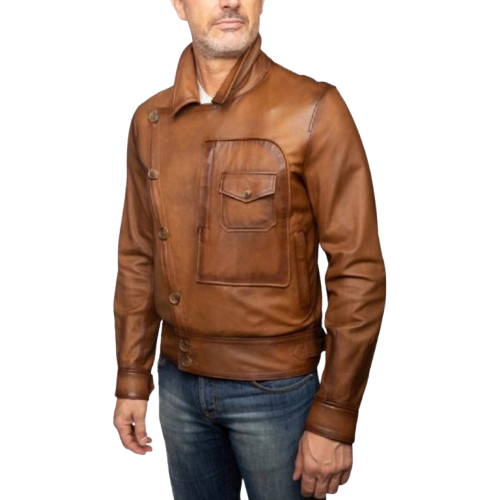 Men’s Brown Leather Aviator Jacket Classic Pilot Flight Jacket - Image 3