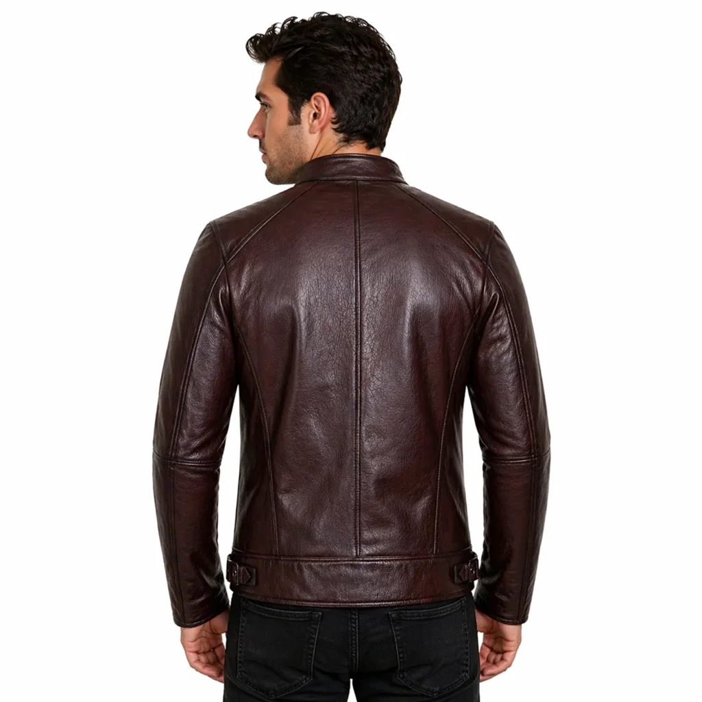 Men’s Jackson Casual Brown Leather Motorcycle Jacket Premium Biker Style Outerwear - Image 2