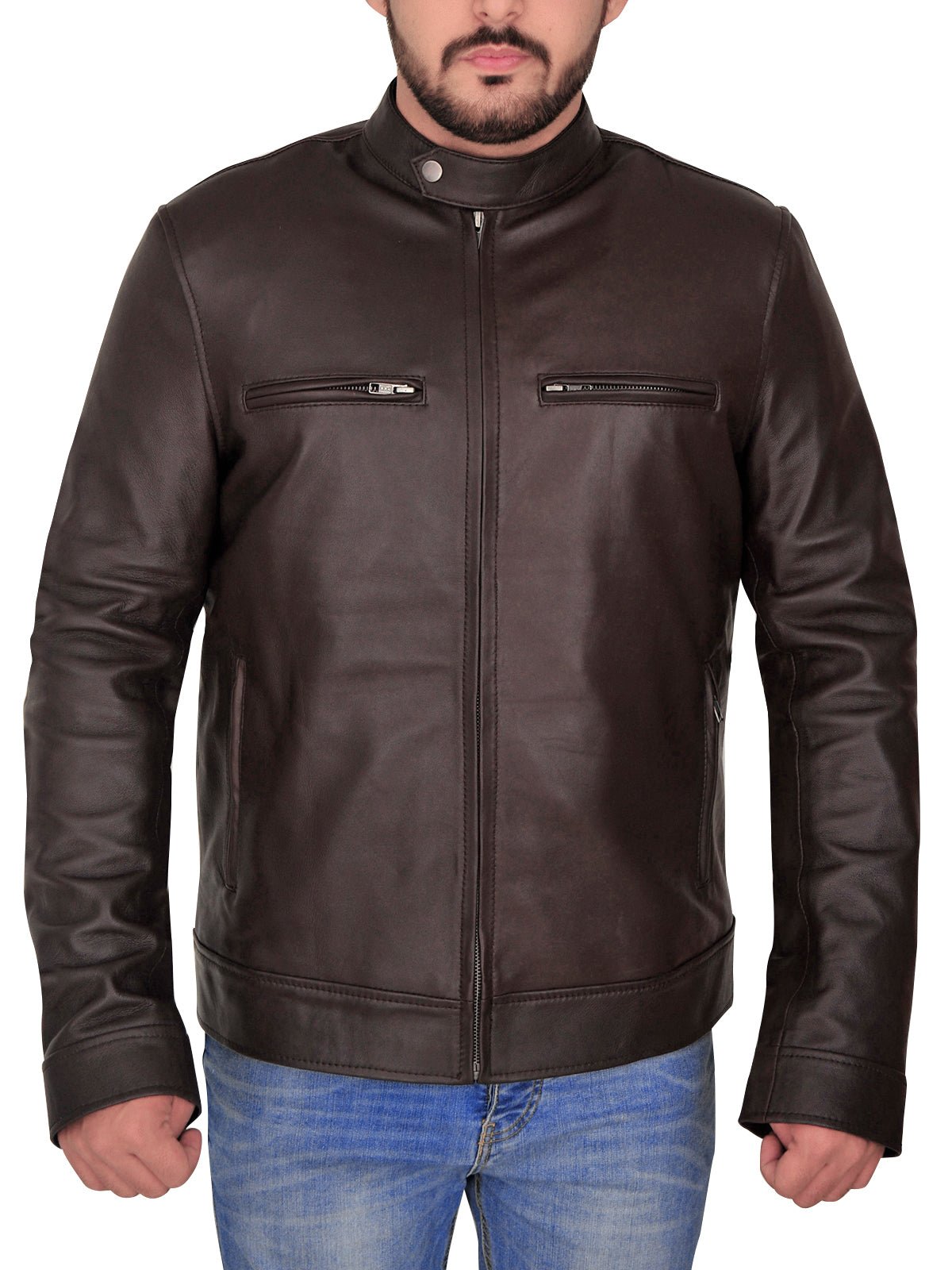 Men’s Brown Leather Jacket Classic Vintage & Casual Outerwear