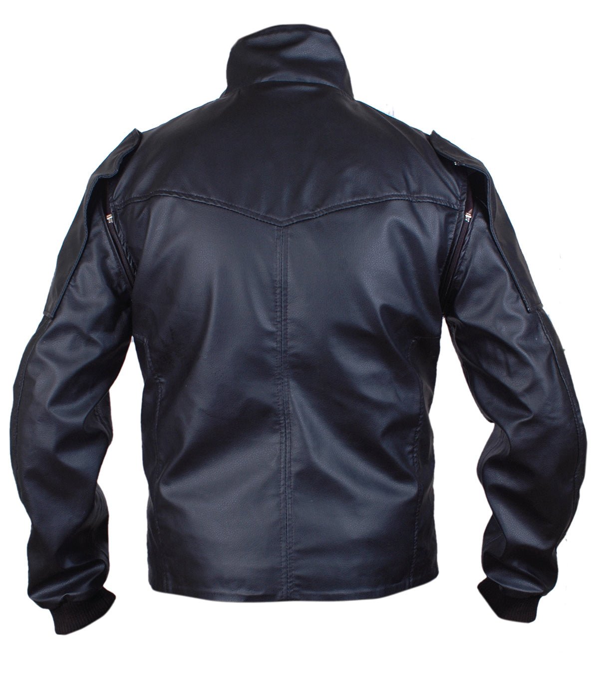 Captain America “Winter Soldier” Bucky Barnes Black Leather Jacket Movie Replica - Image 4