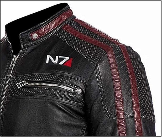 Mass Effect Commander Shepard Black Leather Jacket - Image 4