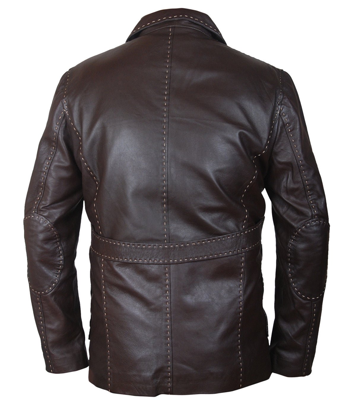 Jason Statham “Ian Shaw” Brown Leather Coat Furious 7 Movie Replica with Contrast Stitching - Image 4