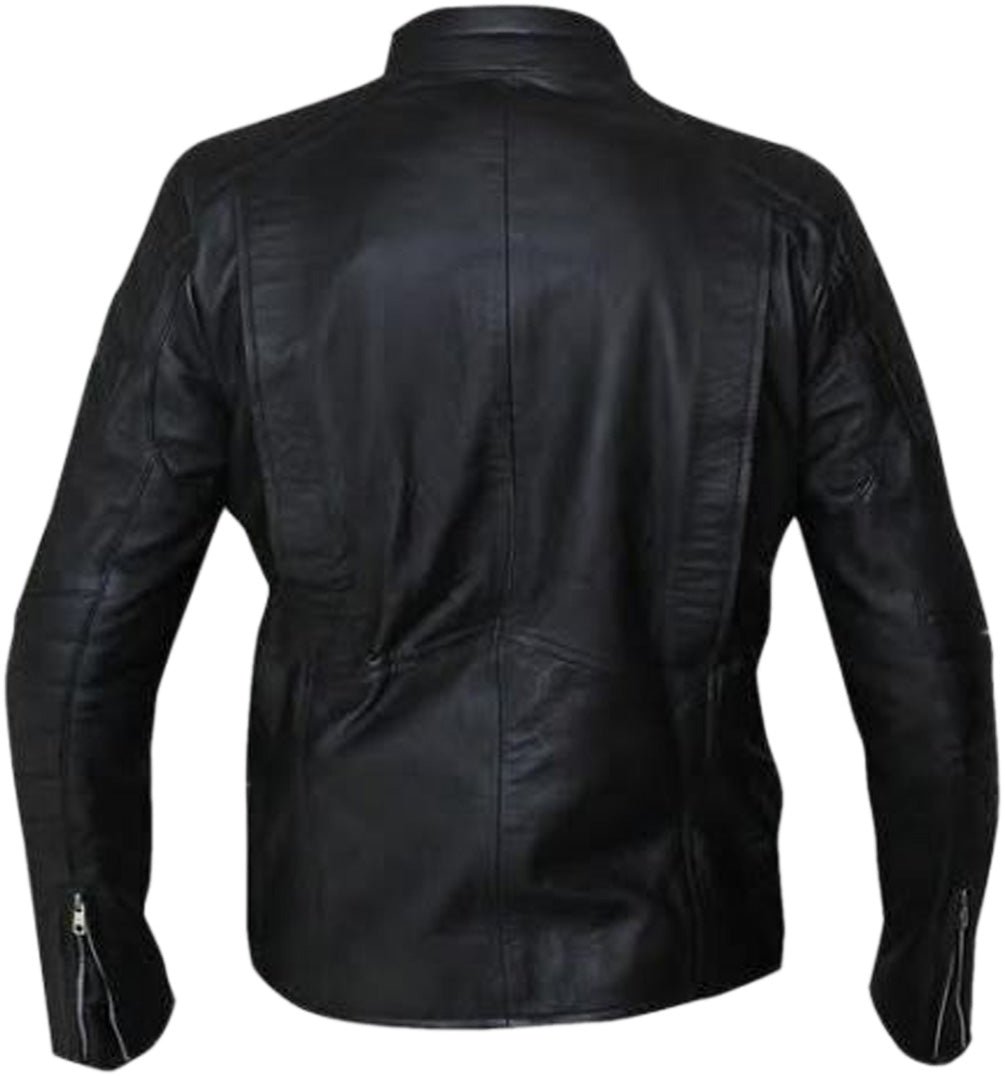 Men’s Black Leather/Faux Leather Punisher Jacket Iconic White Skull Logo - Image 2