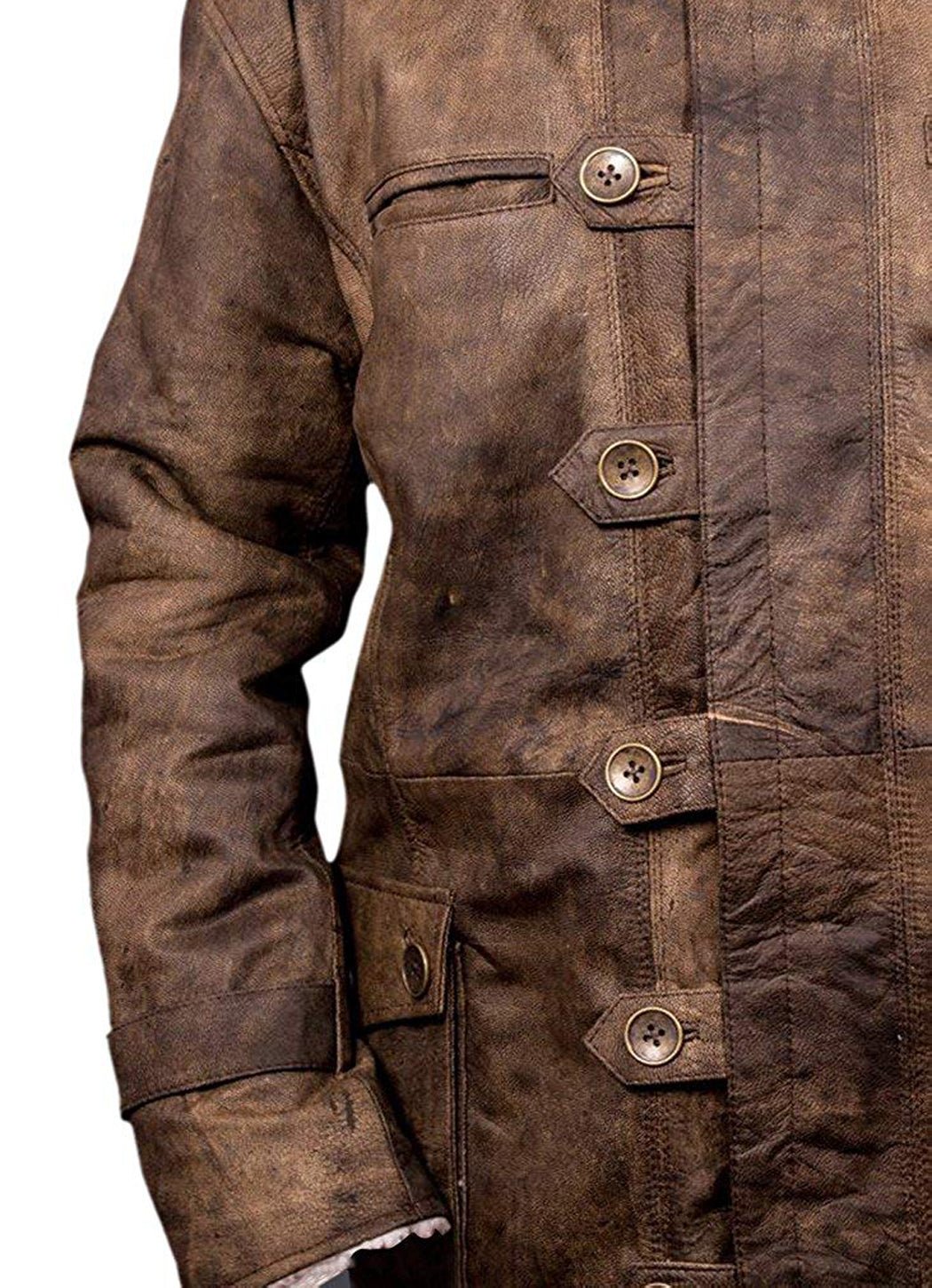 Jeremy Renner “Hawkeye” Black & Red Leather Long Coat Avengers: Age of Ultron Movie Replica - Image 4