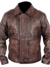 Indiana Jones Distressed Brown Leather Jacket Harrison Ford Movie Inspired Men’s Jacket