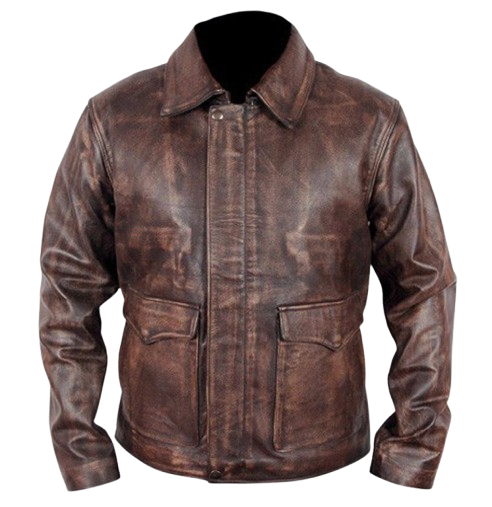 Indiana Jones Distressed Brown Leather Jacket Harrison Ford Movie Inspired Men’s Jacket