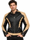Men’s Overwatch Soldier 76 John “Jack” Morrison Synthetic Leather Jacket - Black, White & & Champagne Gold