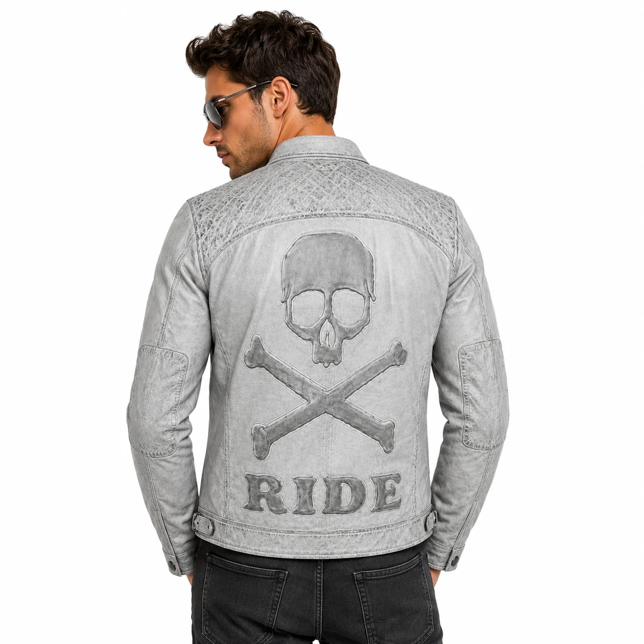 Men’s Vintage Distressed Genuine Leather Cafe Racer Jacket - Image 2