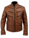 Men’s Brown Distressed Leather Jacket Vintage Biker & Casual Style