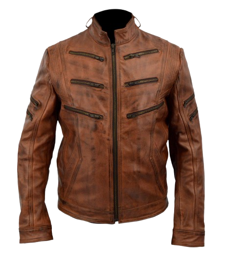 Men’s Brown Distressed Leather Jacket Vintage Biker & Casual Style