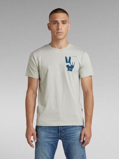 G-S.T.A.R MULTI SHIELD BACK GRAPHIC T-SHIRT | MINERAL GREY