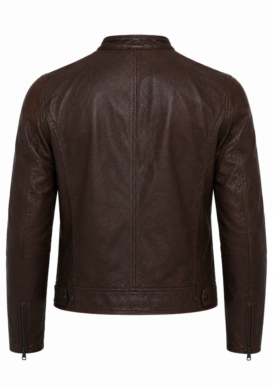 Men’s Brown Lambskin Leather Blouson Biker Jacket Perforated Vintage Motorcycle Jacket - Image 4