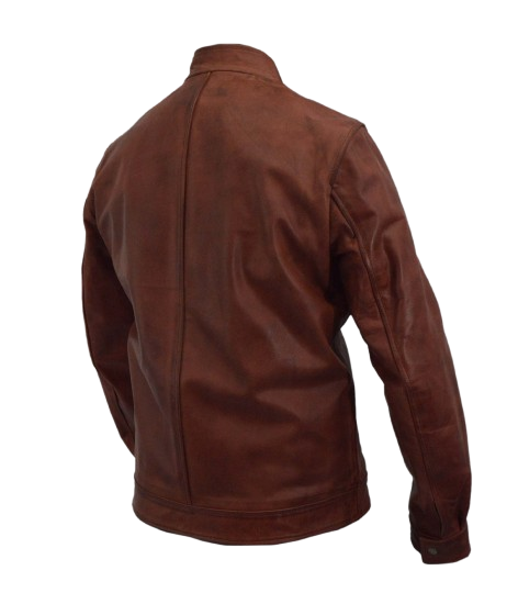 Men’s Brown Genuine Cowhide Leather Jacket Classic Biker & Casual Jacket - Image 5