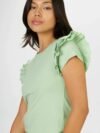 CONBIPEL WITH RUFFLES - BASIC T- SHIRT | LIGHT GREEN
