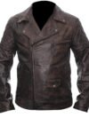 Men’s Vintage Brown Waxed Brando-Style Leather Biker Jacket