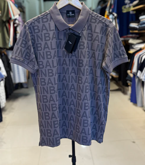 BALMAIN PARIS PREMIUM MEN'S PRINTED POLO SHIRT | BROWN