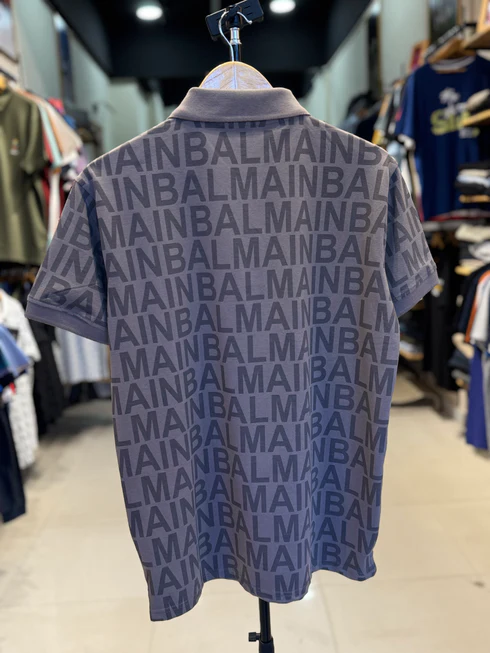 BALMAIN PARIS PREMIUM MEN'S PRINTED POLO SHIRT | BROWN - Image 2