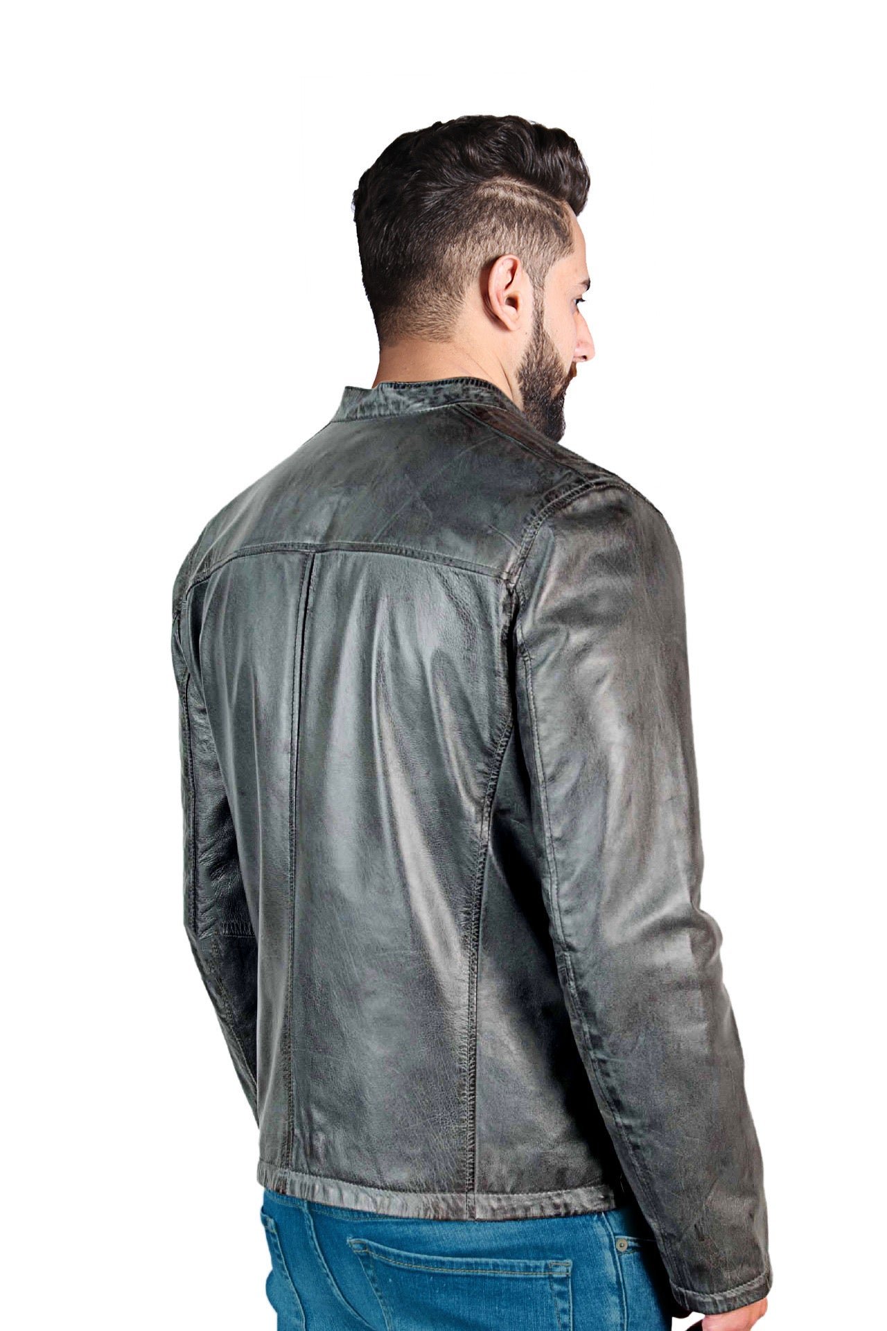 Men’s Dark Grey Genuine Lamb Nappa Leather Jacket Premium Soft Leather Jacket - Image 2