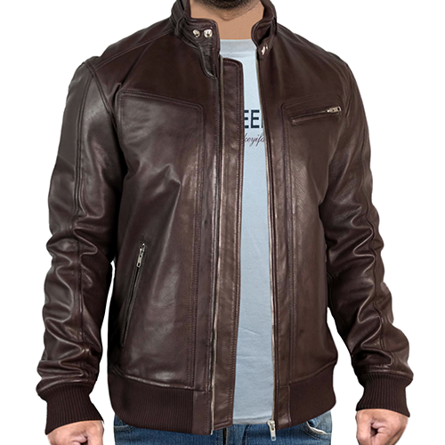 Men’s Dark Coffee Brown Sheepskin Leather Jacket Premium Genuine Leather Jacket