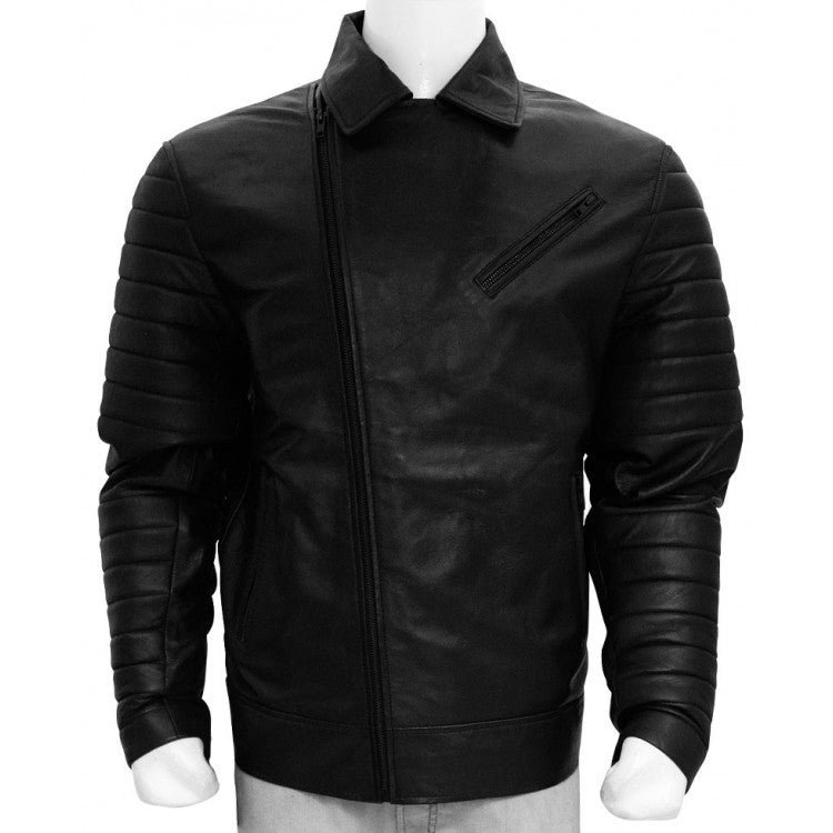 Men’s Black Quilted Faux Leather Jacket