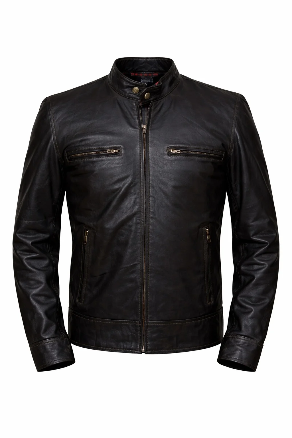 Men’s Black Leather Moto Jacket Classic Biker Style - Image 3