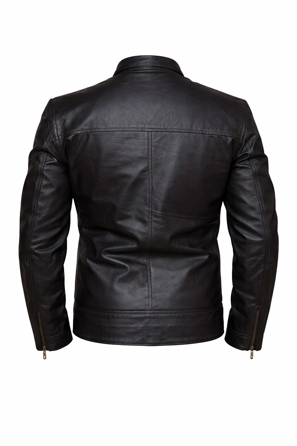Men’s Black Leather Moto Jacket Classic Biker Style - Image 4