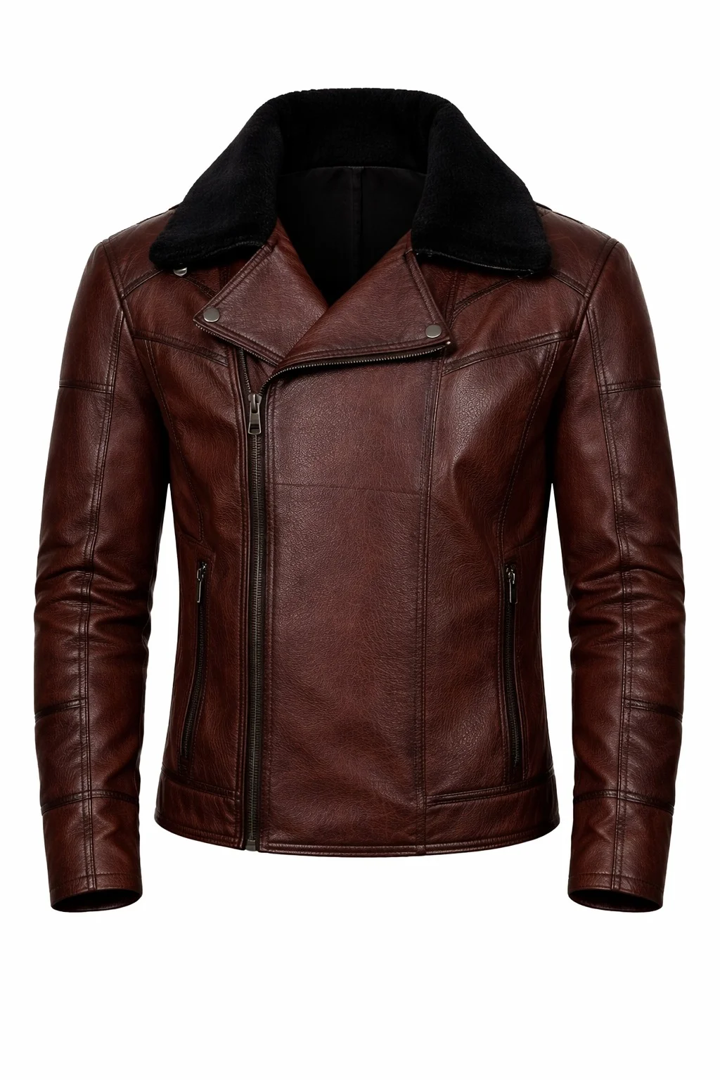 Men’s Brown Leather Biker Jacket WWE Edge Inspired Leather Jacket - Image 4