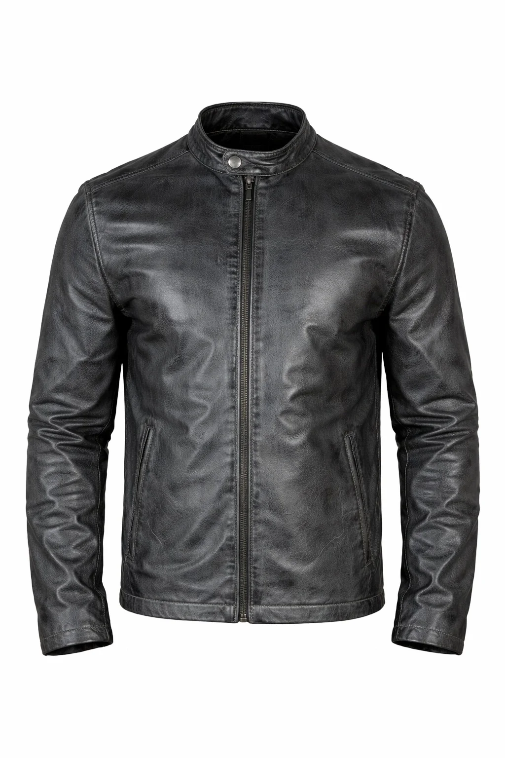 Men’s Dark Grey Genuine Lamb Nappa Leather Jacket Premium Soft Leather Jacket - Image 3