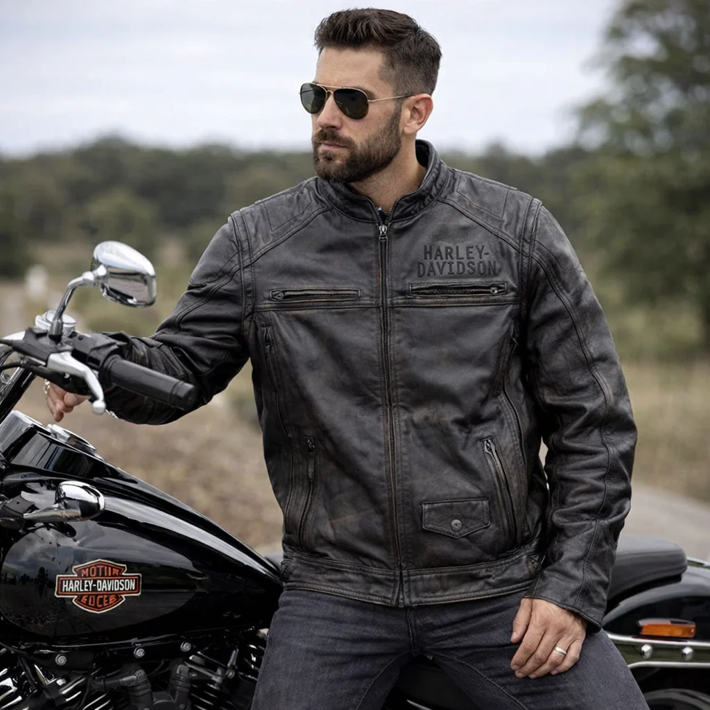 Harley-Davidson Dauntless Convertible 2-in-1 Ironwood Genuine Cow Leather Jacket