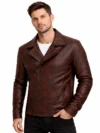 Men’s Captain America Biker Brown Leather Jacket Genuine Sheepskin Leather Jacket