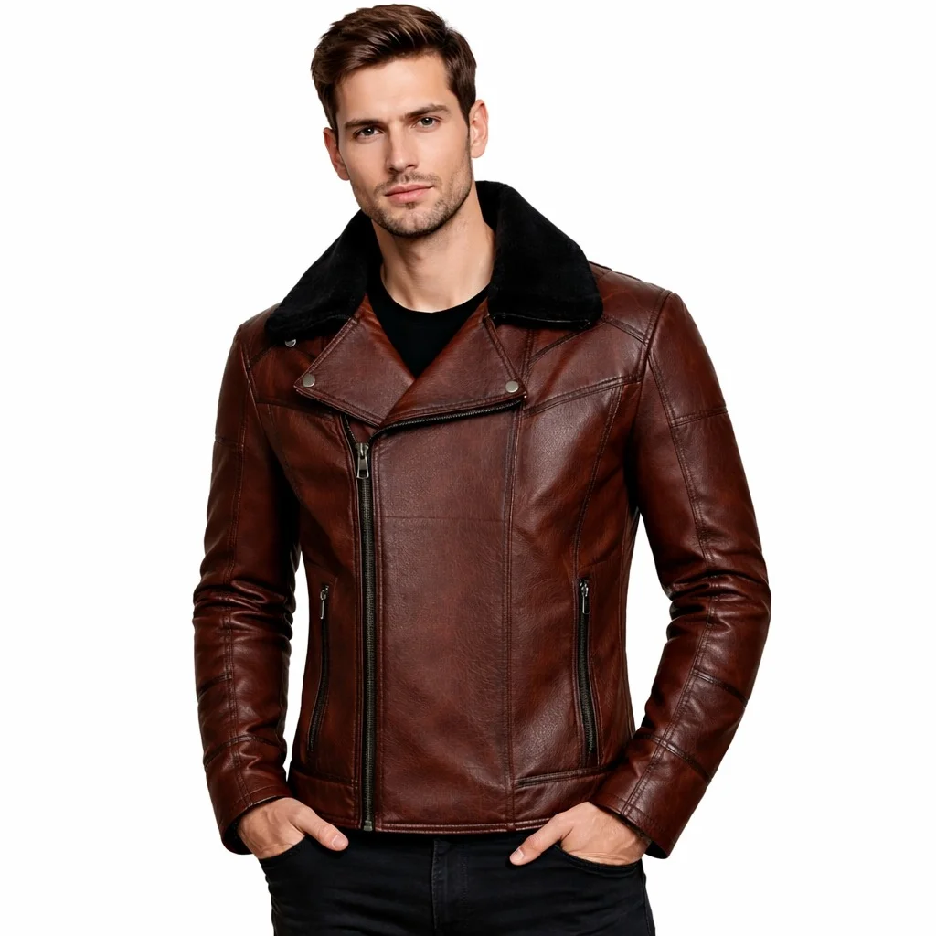 Men’s Brown Leather Biker Jacket WWE Edge Inspired Leather Jacket