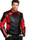 Deadpool-Themed Armored Motorcycle Leather Jacket Marvel Inspired Biker Jacket