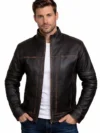 Men’s Genuine Leather Vintage Finish Cafe Racer Biker Jacket