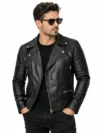 Men’s Black Diamond Classic Motorcycle Leather Jacket Premium Biker Jacket