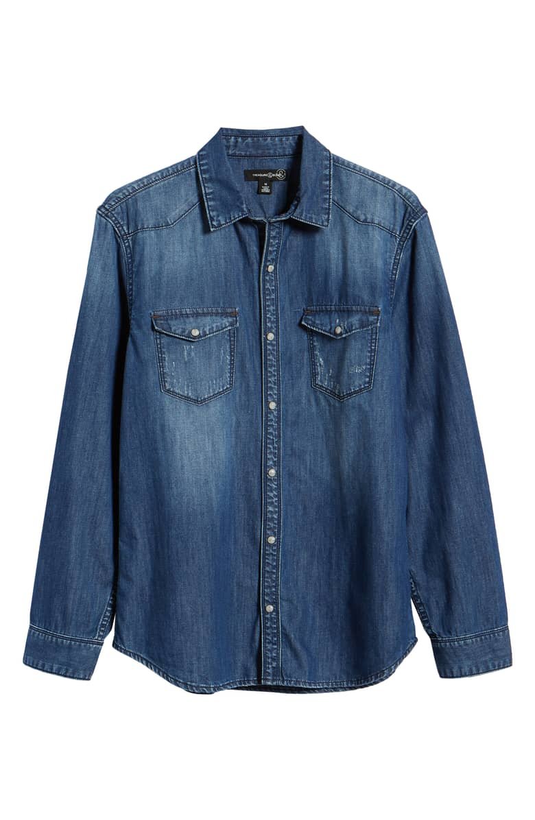 ANDREW CHARLES DEMIN SHIRT | BLUE - Image 4