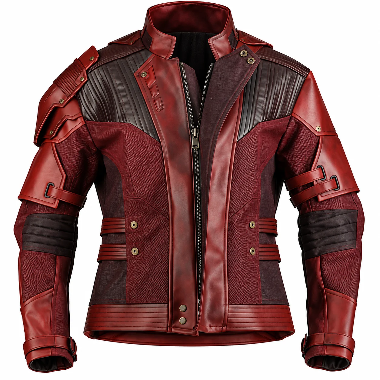 Men’s Distressed Red Maroon Genuine Leather Jacket - Vintage Biker Style - Image 3
