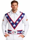 Evel Knievel White Leather Motorcycle Jacket Classic Stunt Rider Inspired Jacket