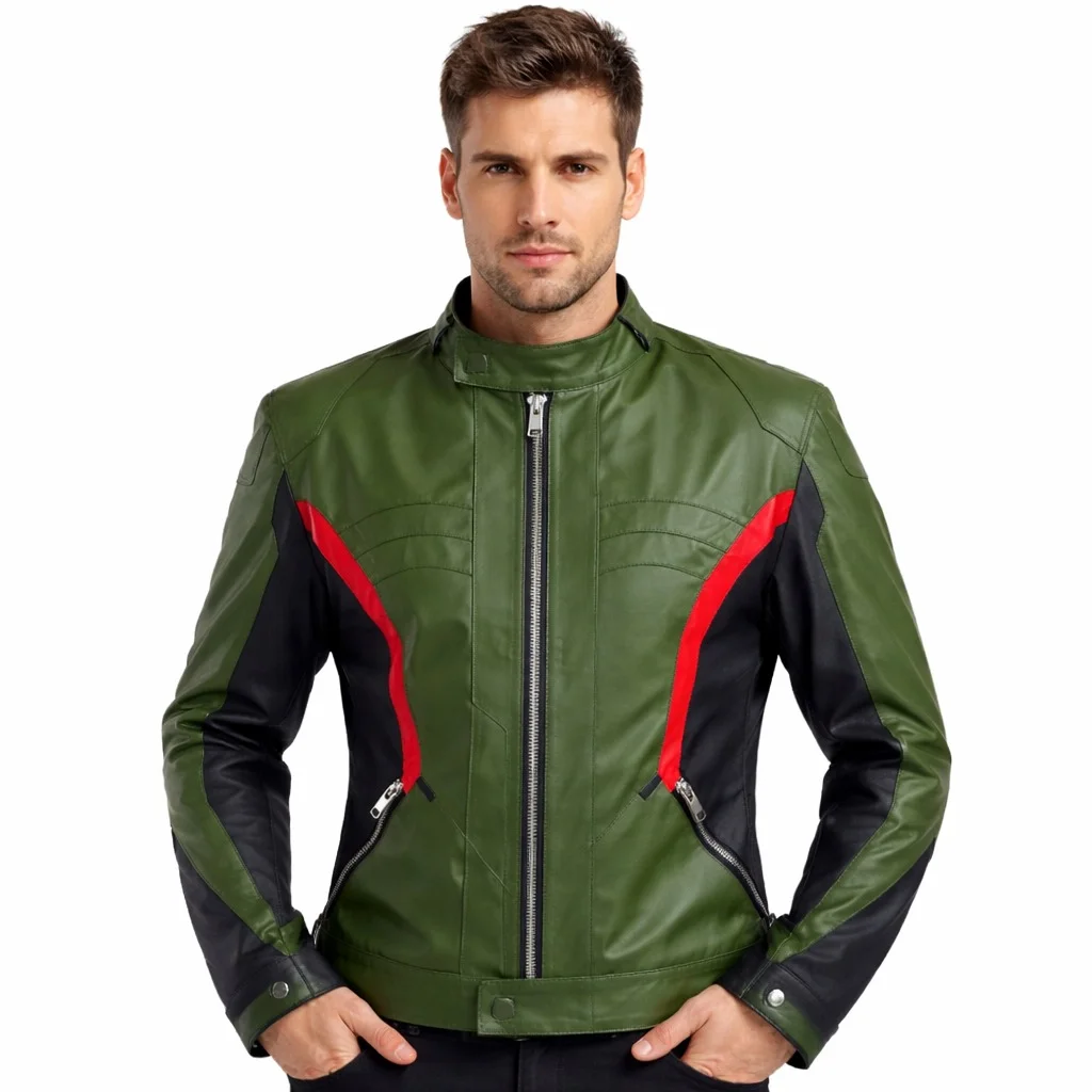 Flesh & Hide Men’s Superhero Soldier John “Jack” Morrison Synthetic Leather Jacket Overwatch-Inspired Cosplay & Streetwear