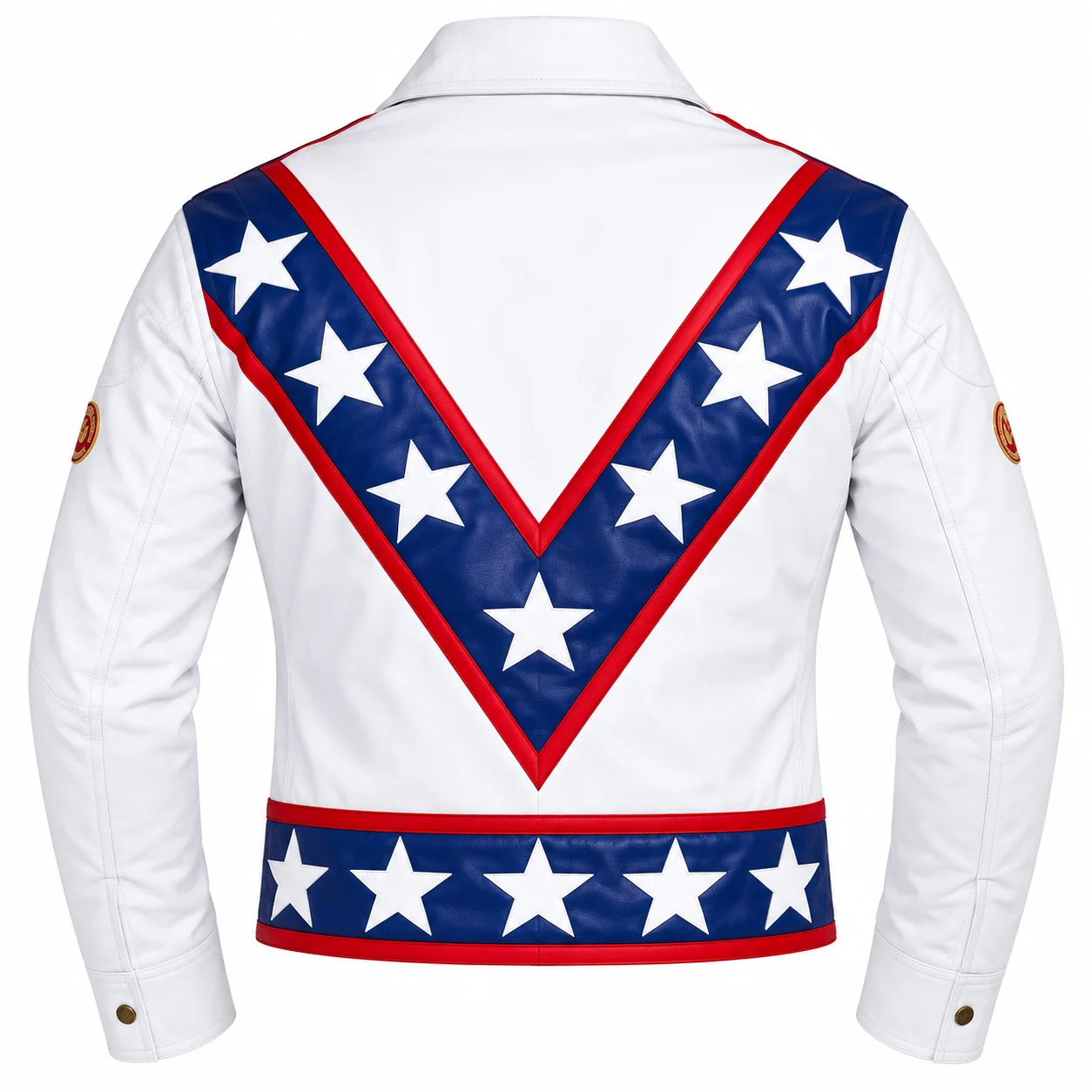 Evel Knievel White Leather Motorcycle Jacket Classic Stunt Rider Inspired Jacket - Image 4