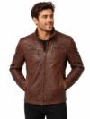 Men’s Vintage Distressed Brown Leather Motorcycle Jacket