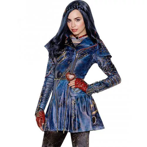 Descendants 2 Sofia Carson Evie Blue Leather Jacket - Image 3