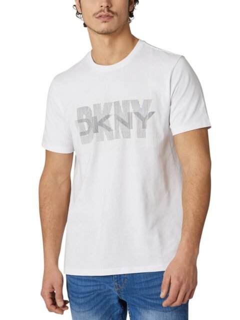 DONNA KARAN NEW YORK MEN'S DKNY MERCER STRETCH LOGO TEE | WHITE