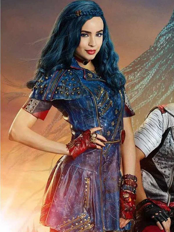 Descendants 2 Sofia Carson Evie Blue Leather Jacket